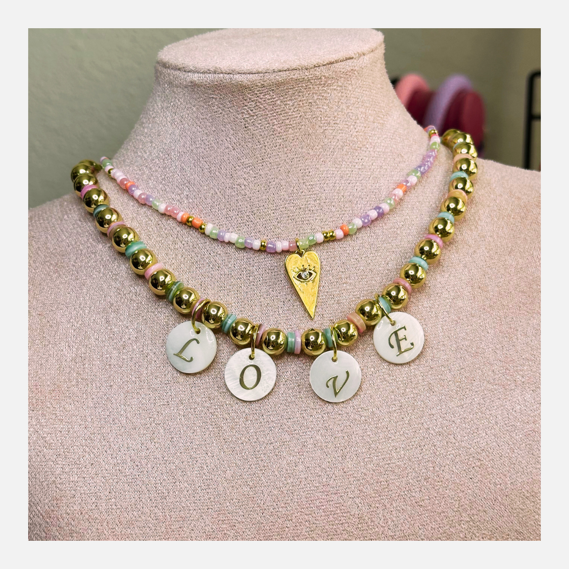 Ketting Love | gouden color beads love