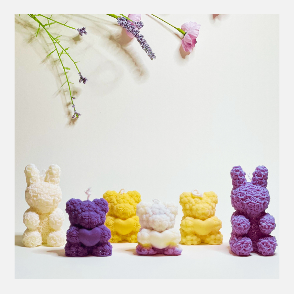 Roosjes beer met hart I Soja Kaars